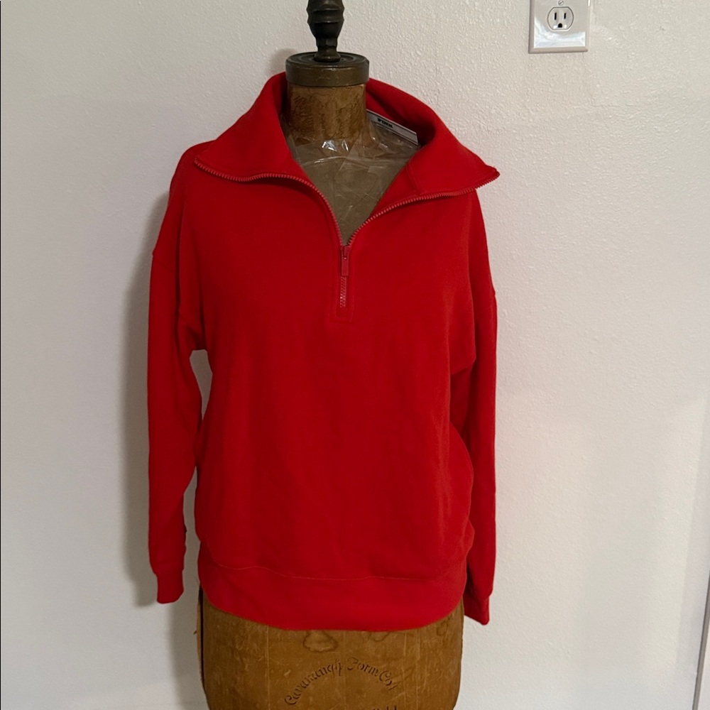NWT Victoria's Secret Deep Red Half Zip Pullover Size XS
